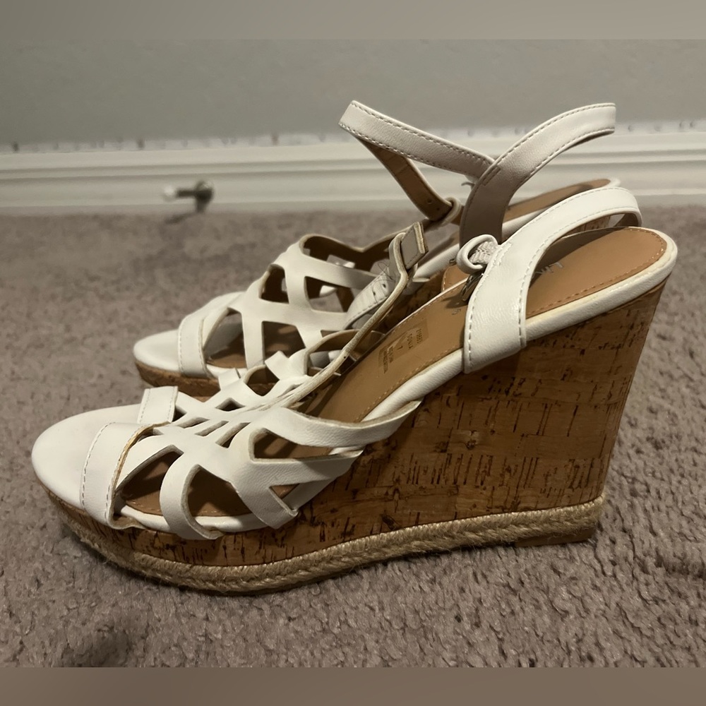 White wedge heels